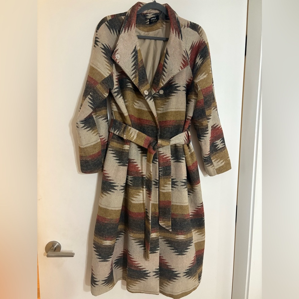 Only Tan Aztec Print Coat